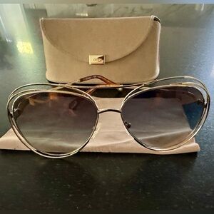 Chloe Gold Aviator Sunglasses Gradient Lenses